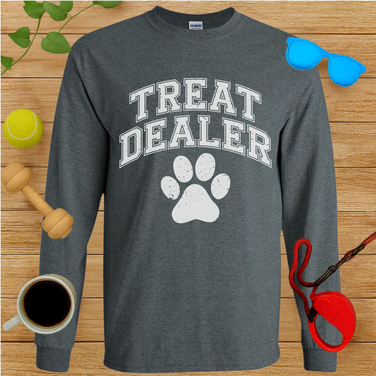 Treat Dealer Paw Print Graphic Long Sleeve Shirt