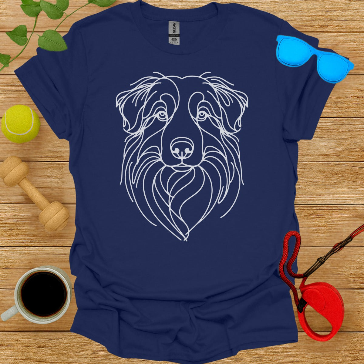 Artistic Dog Line Face Drawing Graphic Shirt Product