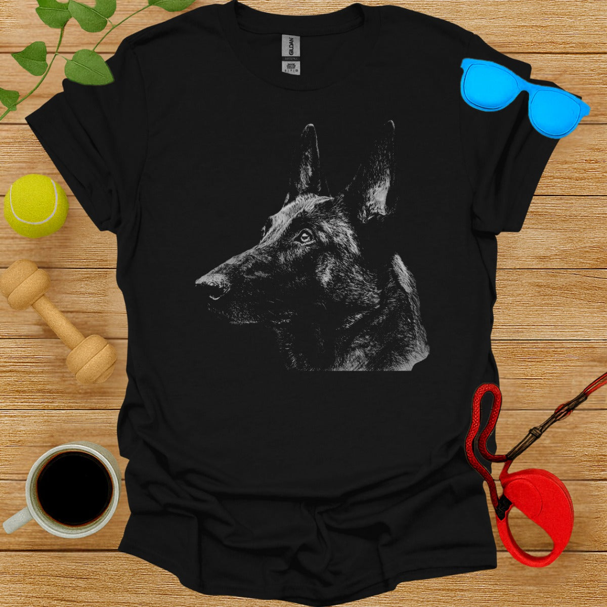 Black German Shepherd Graphic Tee Shirt