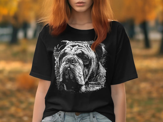 Bulldog Face Artwork Black Short Sleeve product type