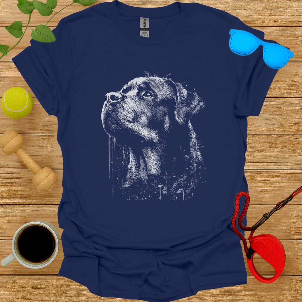 Rottweiler Dog Artistic Graphic Print T-shirt