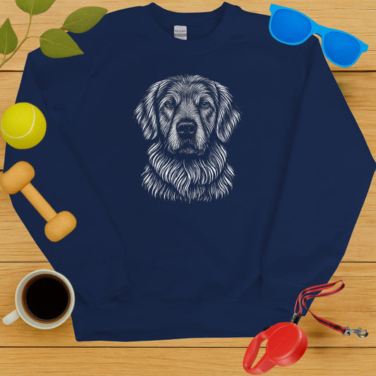Golden Retriever Illustration on Navy Blue Sweatshirt