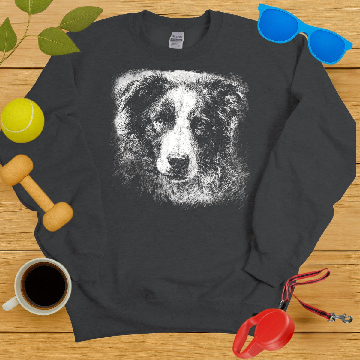 Realistic Dog Face Art on Sweatshirt