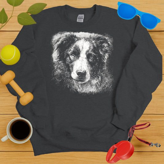Realistic Dog Face Art on Sweatshirt