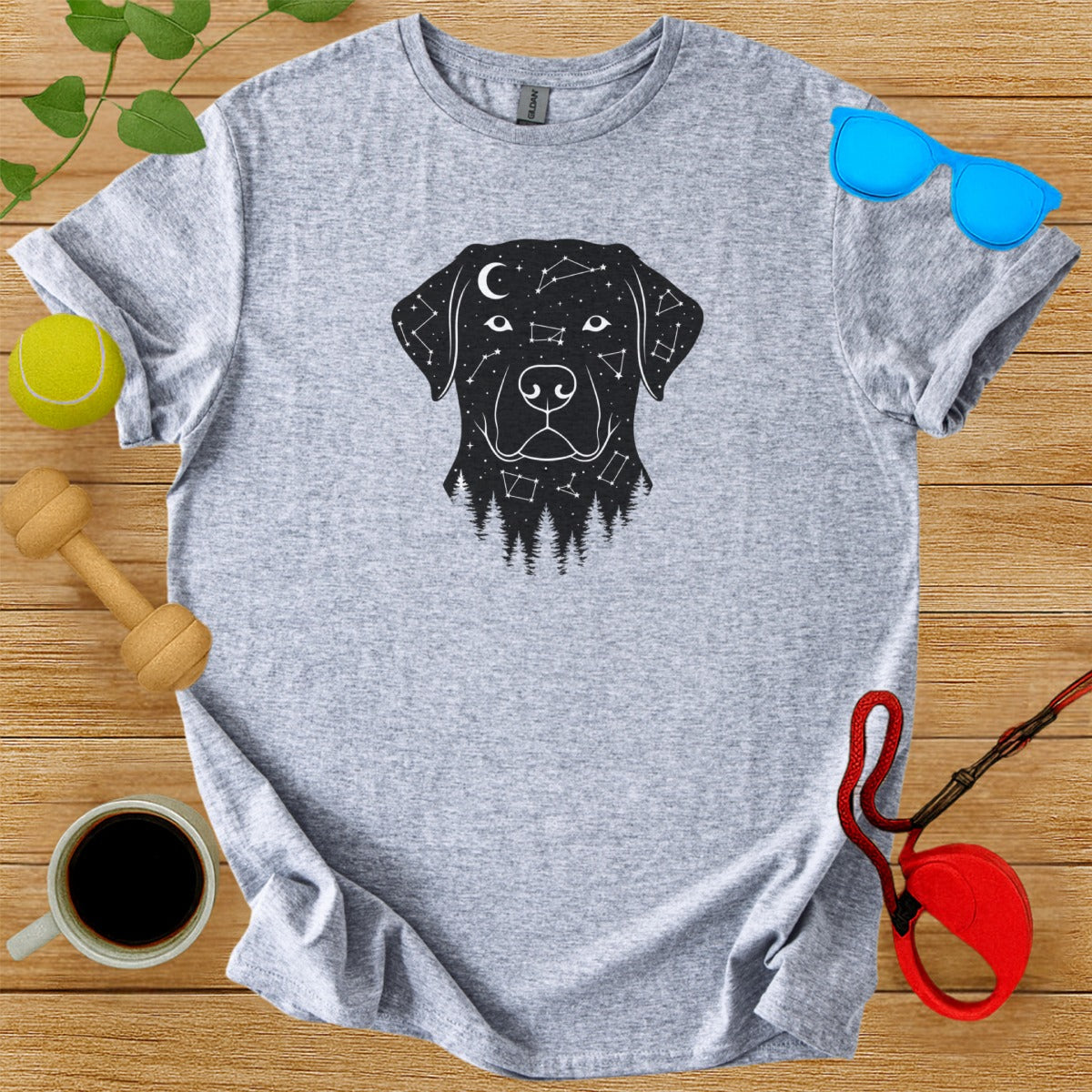 Dog Constellation Design on Gray T-Shirt