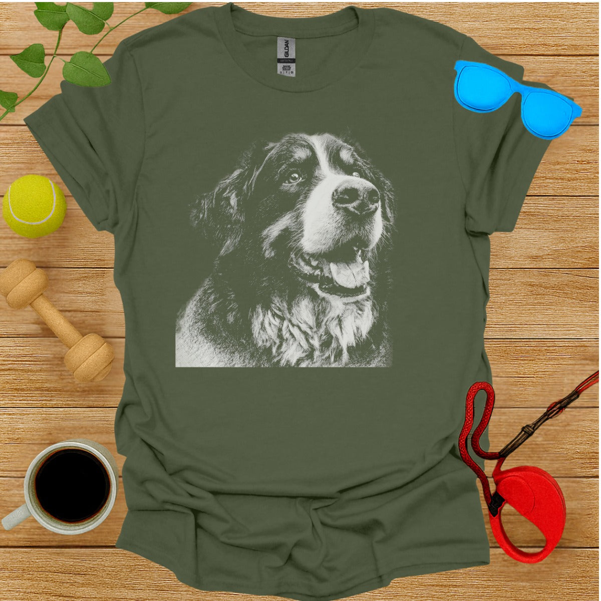 Graphic Tee with Bernese Mountain Dog Design