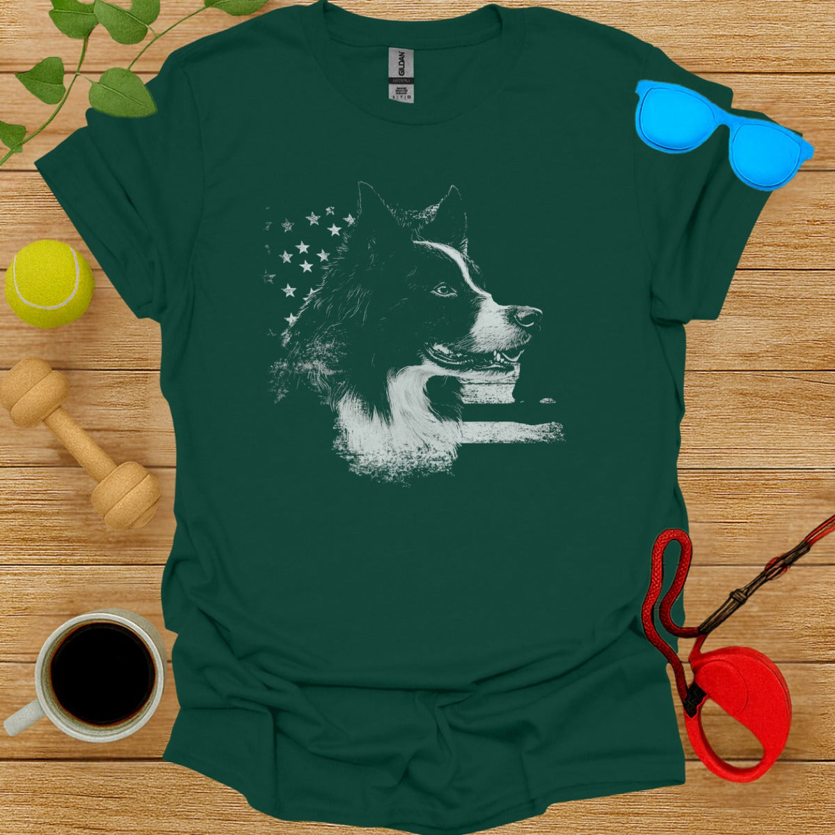 Patriotic Dog Silhouette Graphic Design Shirt
