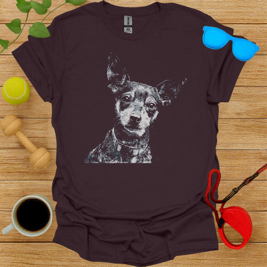 Unique Artistic Black and White Dog Print T-Shirt