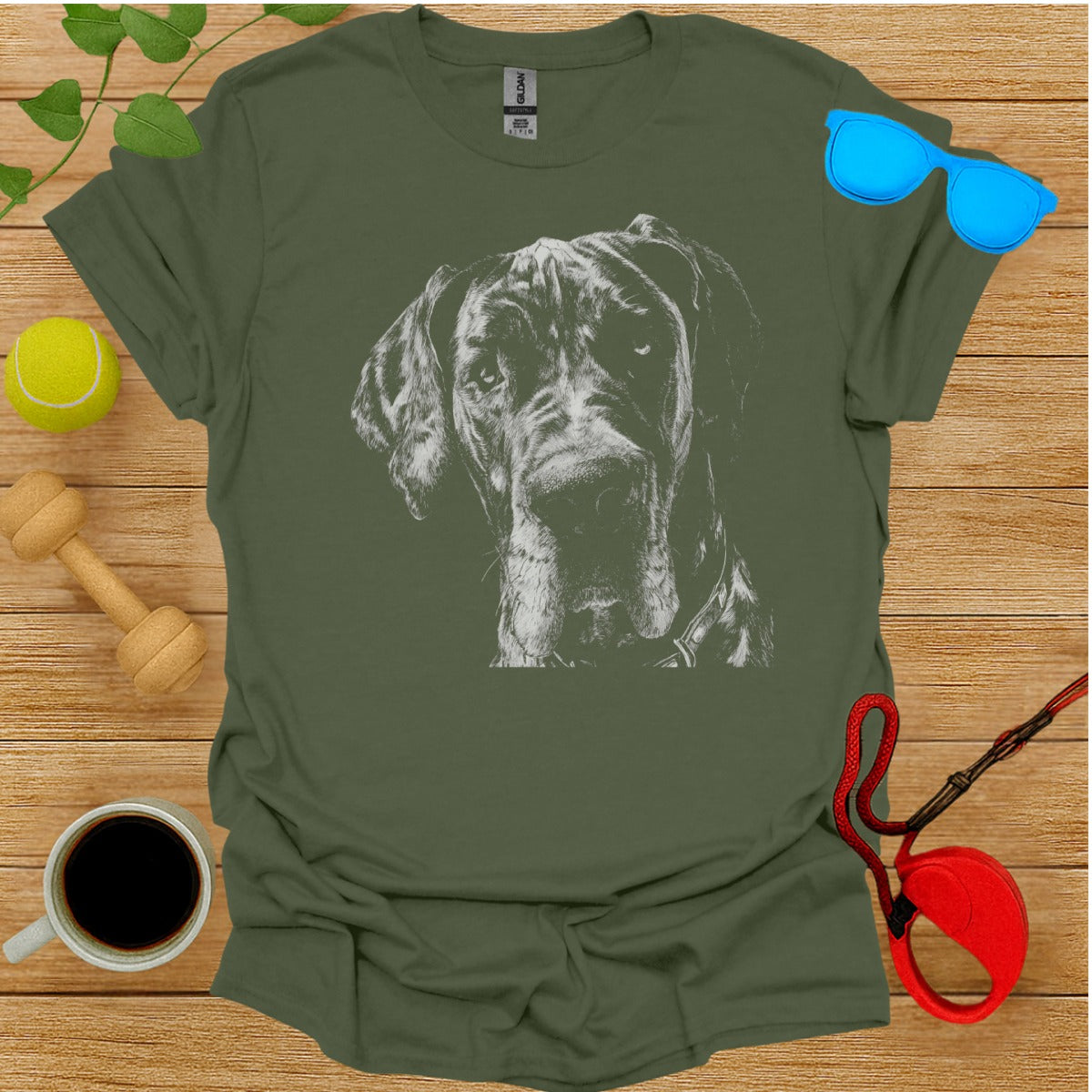 Artistic Great Dane Dog Print Casual T-Shirt