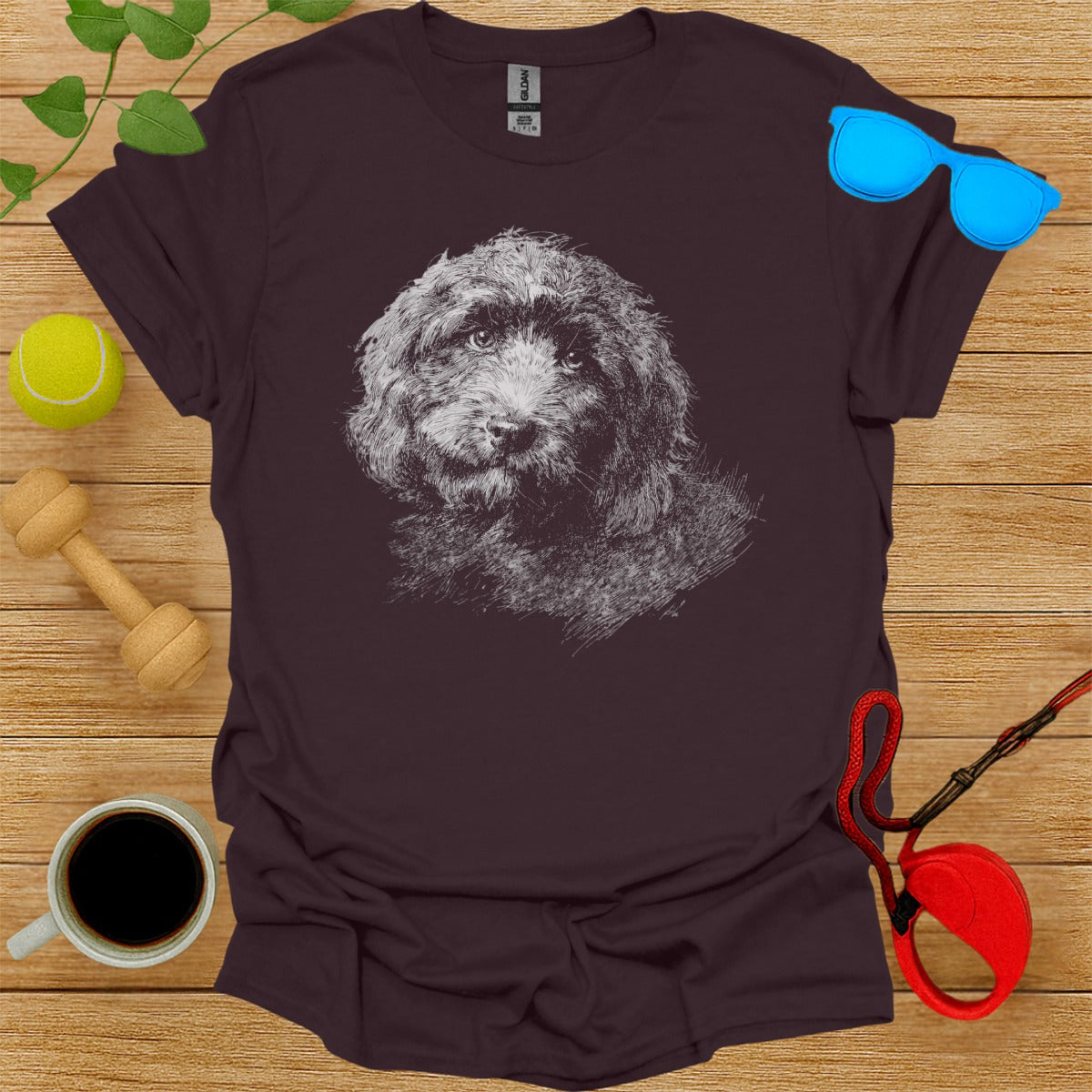 Adorable Fluffy Dog Sketch on Casual T-Shirt product