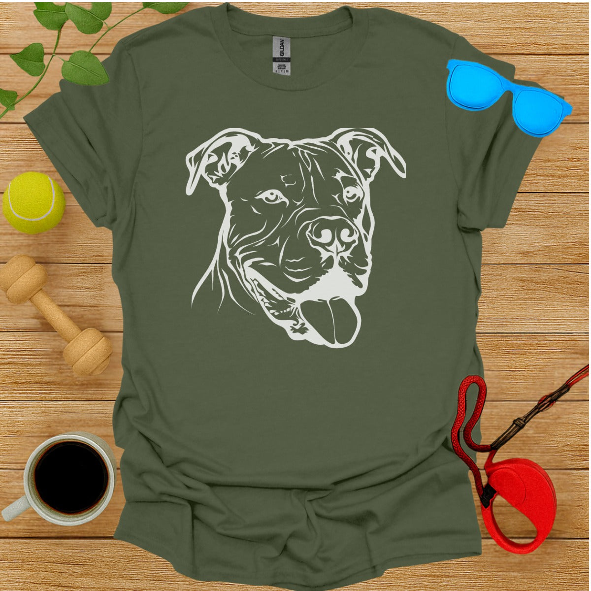 Dog Portrait Graphic Tee Shirt with Detailed Illustration