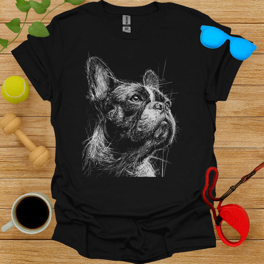 Unique Artistic Dog Print Black T-shirt for Pet Lovers