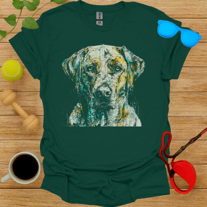 Artistic Dog Print Green T-Shirt for Casual Outfits
