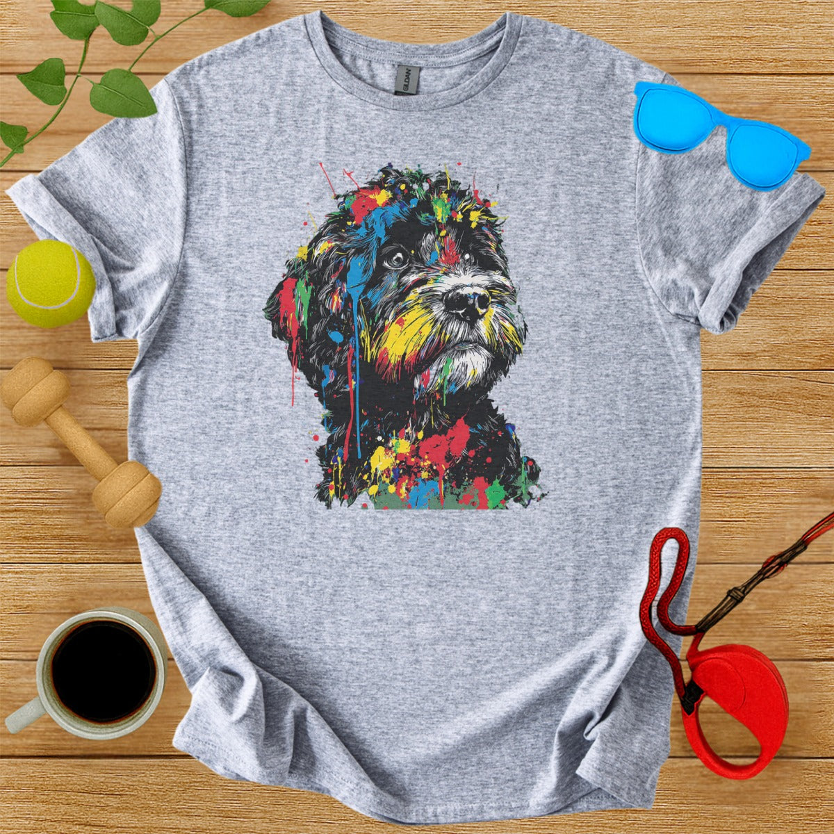 Colorful Splatter Dog Print T-Shirt