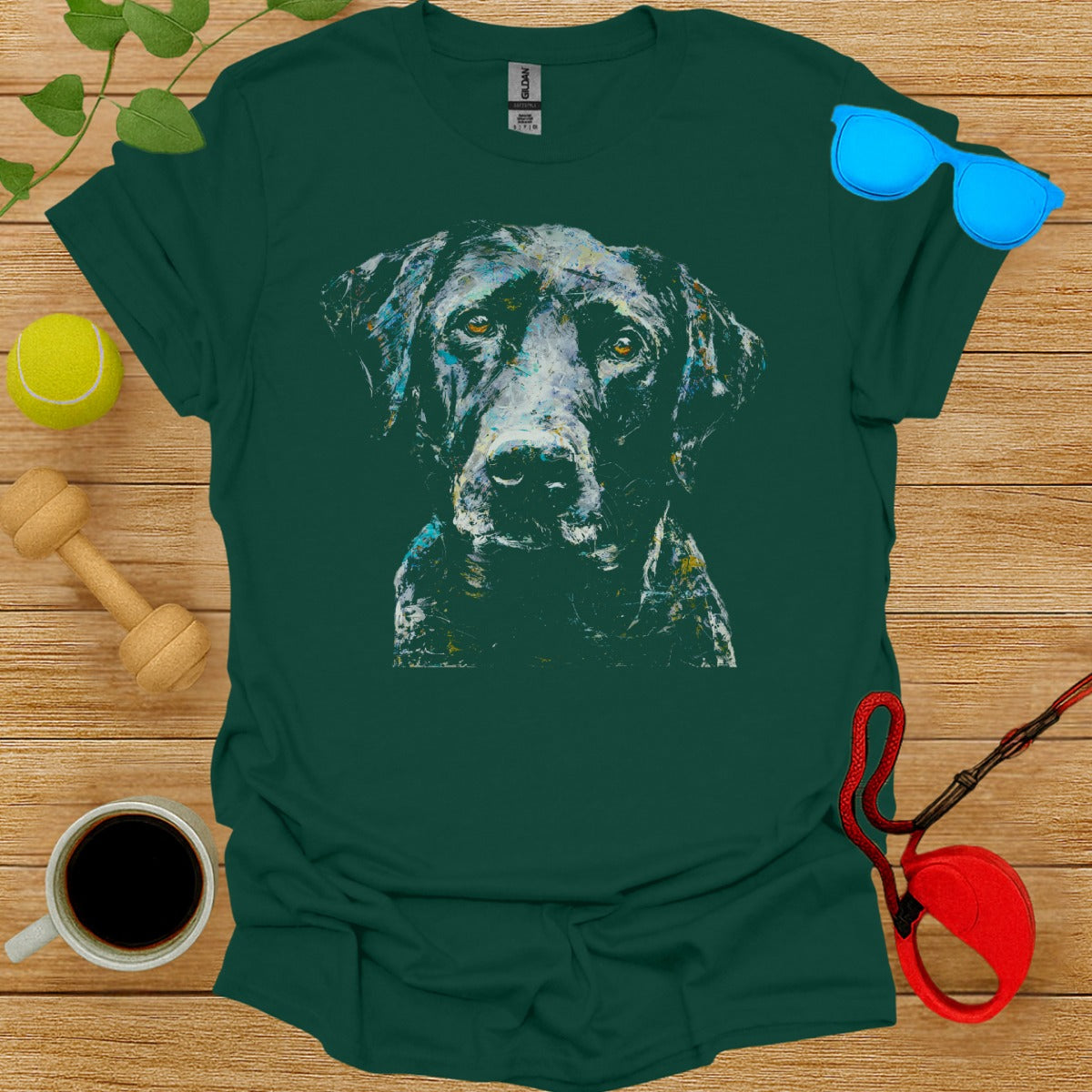 Black Labrador T-shirt with Artistic Dog Print
