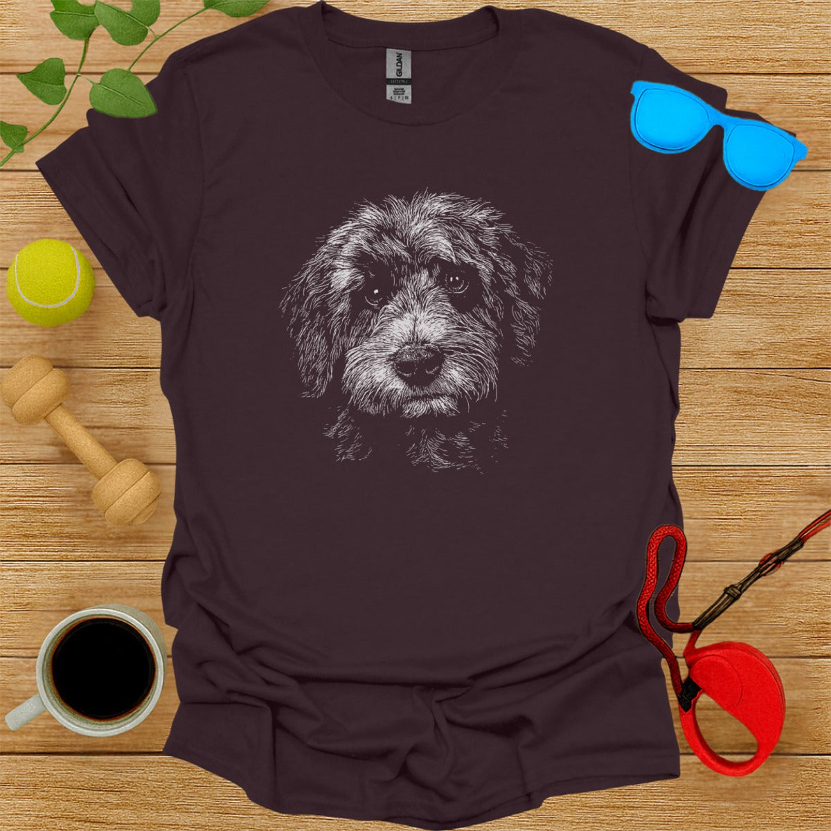 Adorable Dog Face Print on Casual Wear Shirt