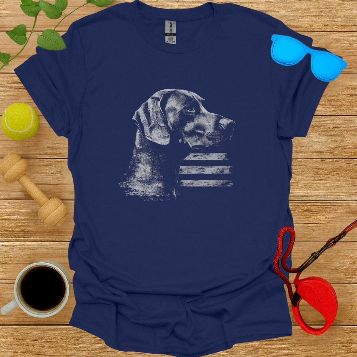 Dog Head Silhouette on Flag Background Shirt