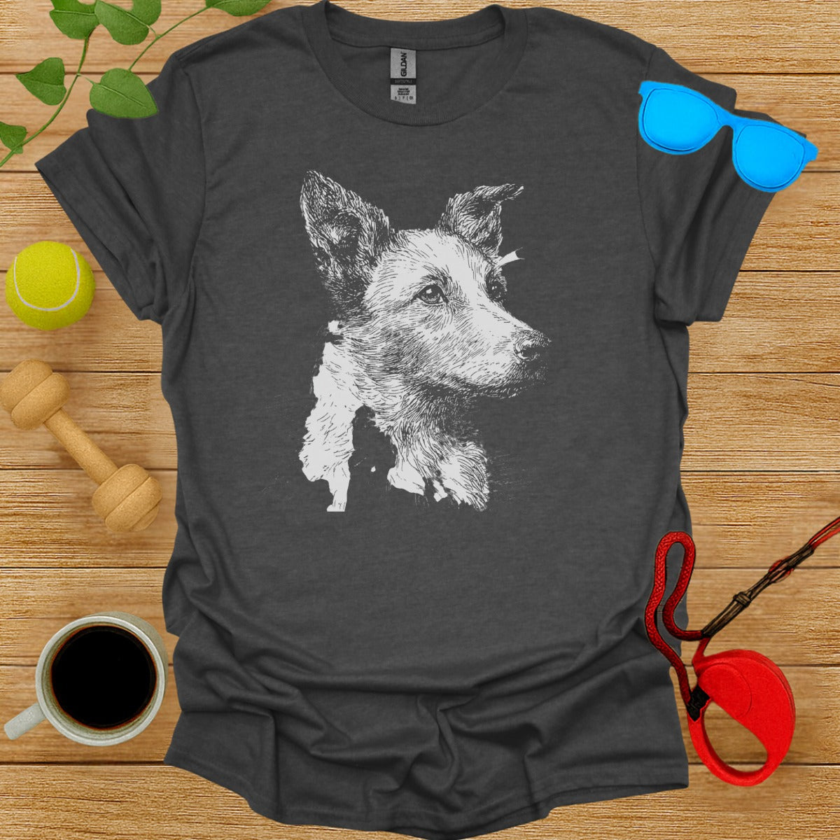 Artistic White Dog Illustration Graphic T-Shirt
