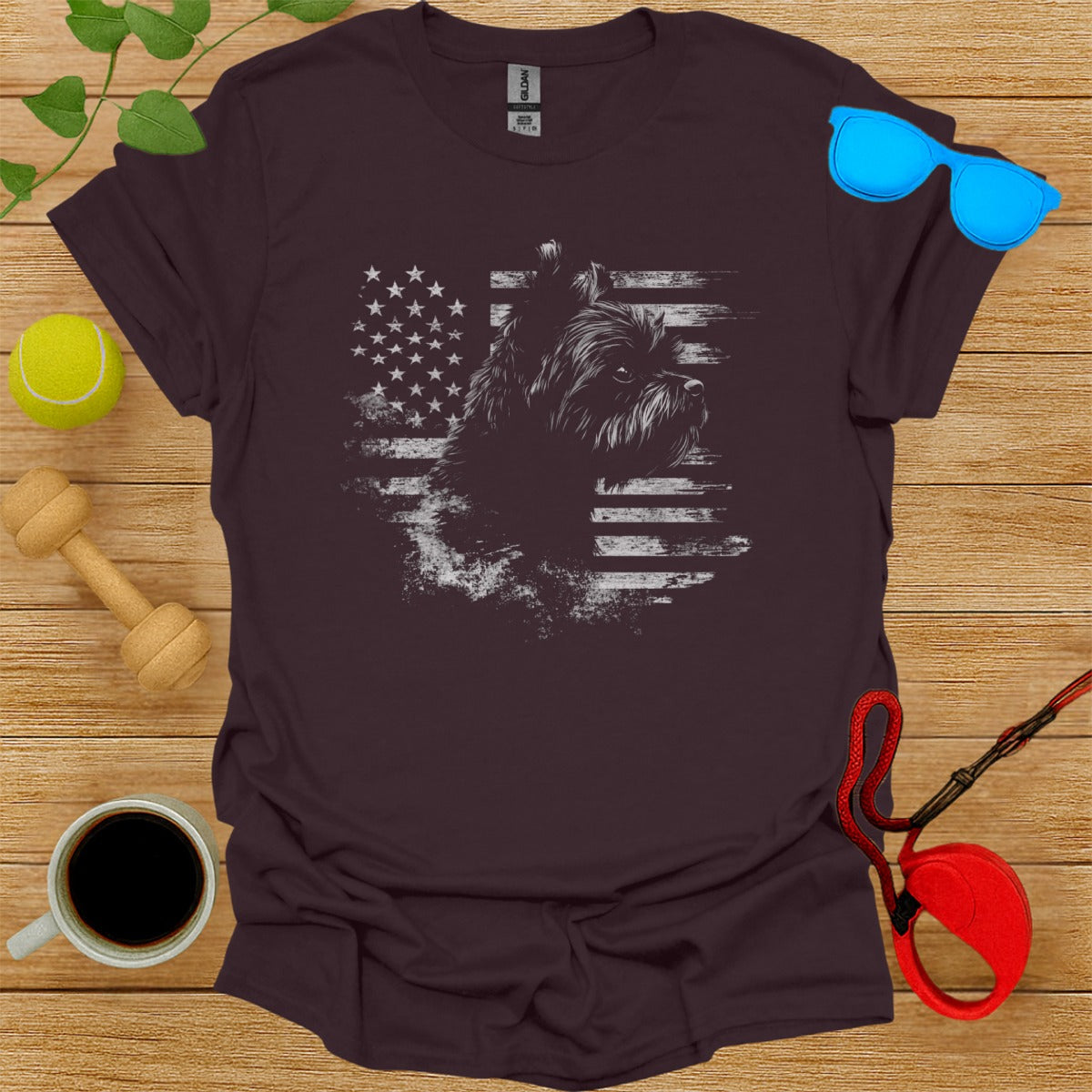 American Flag Yorkie Graphic T-Shirt for Pet Lovers