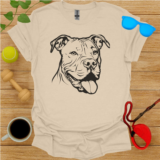 Dog Graphic Print T-Shirt with Cute Pitbull Design