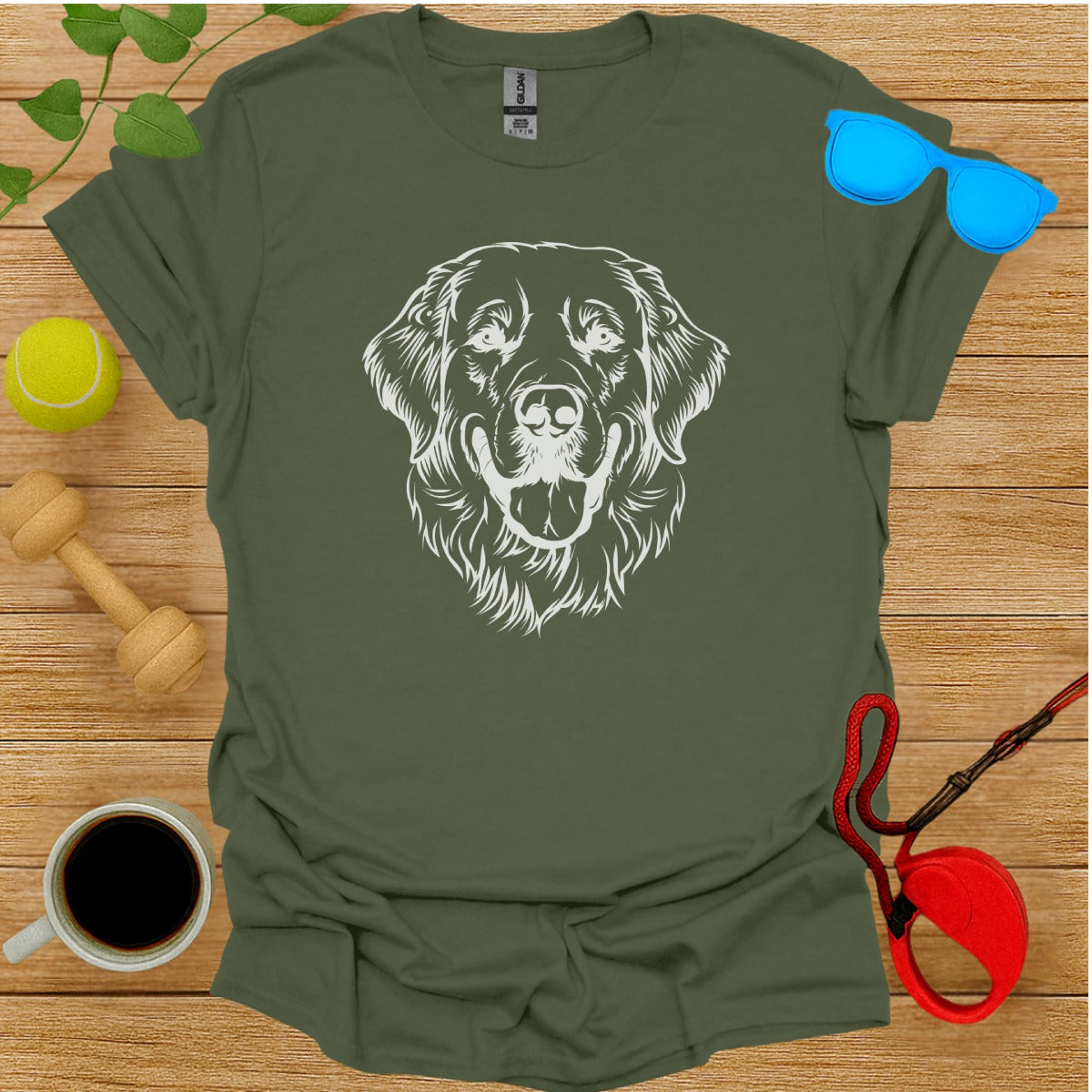 Golden Retriever Face Print Graphic T-Shirt