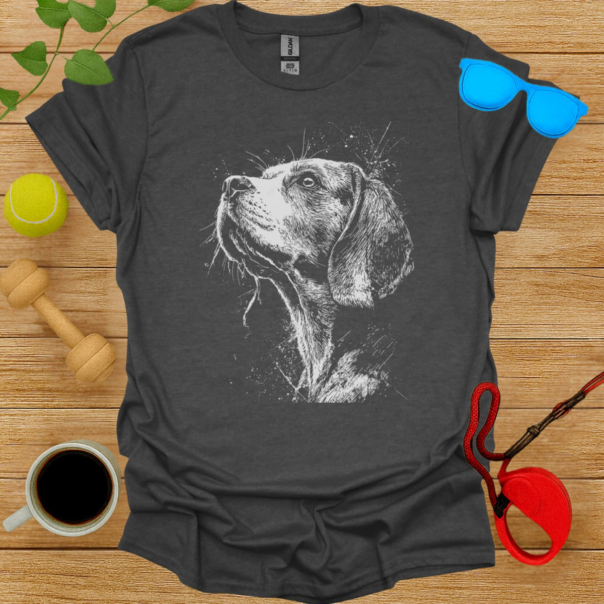 Artistic Dog Illustration Graphic Tee Shirt Design