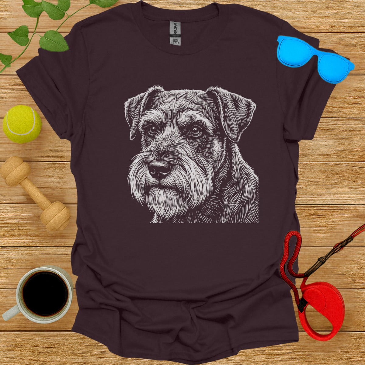 Schnauzer Dog Illustration Short Sleeve T-shirt