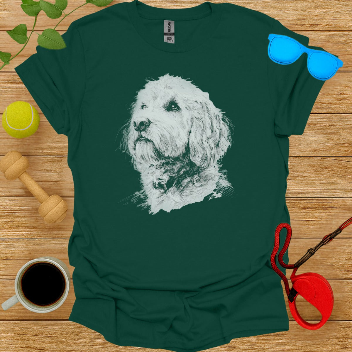 Cute Detailed Dog Illustration Graphic T-Shirt