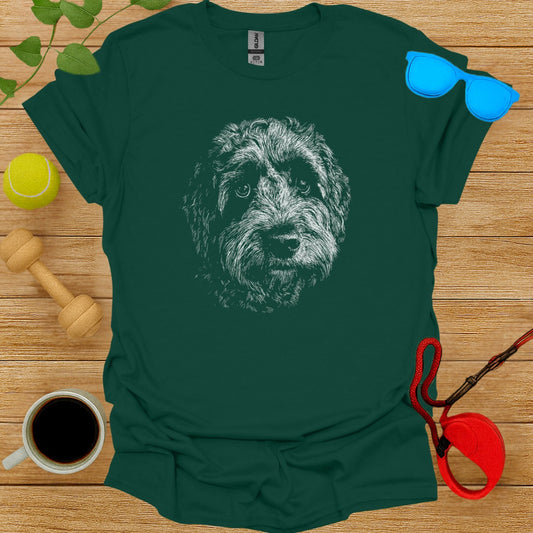Realistic Dog Portrait Green Graphic Tee