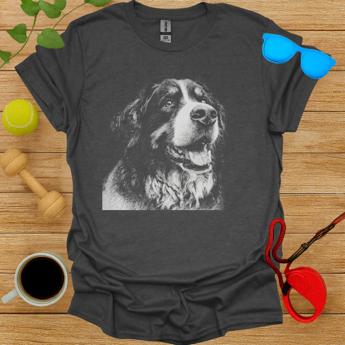 Graphic T-shirt with Joyful Dog Portrait Design