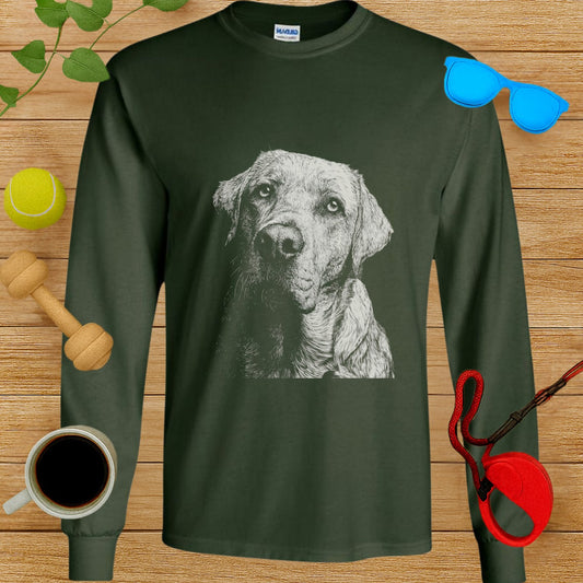 Realistic Dog Illustration Long Sleeve Shirt