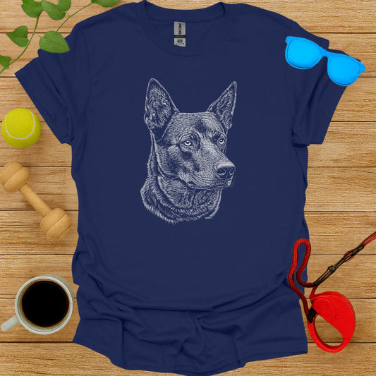 Detailed Dog Sketch on Navy Blue Shirt product
