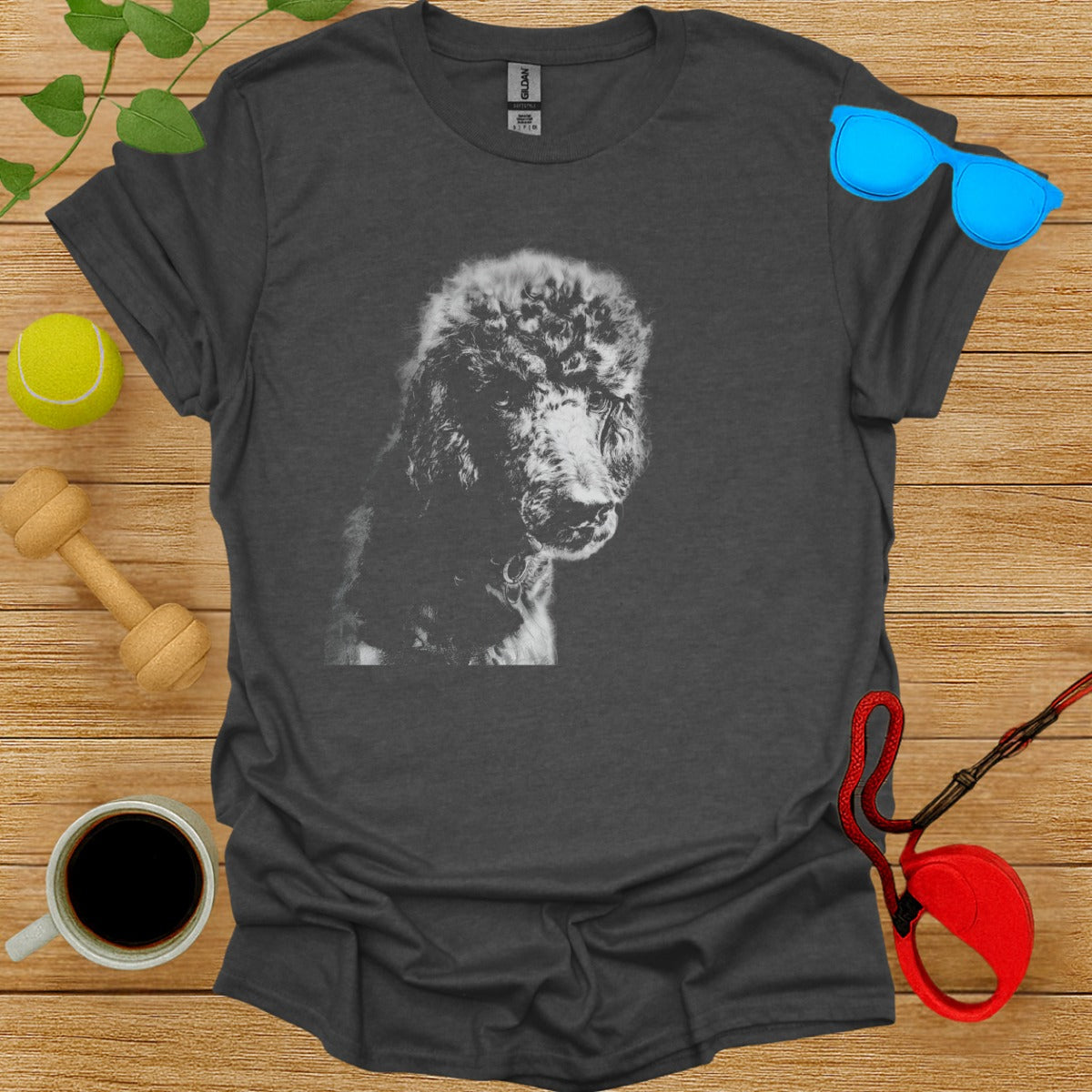 Charcoal Gray T-shirt with Poodle Image Print