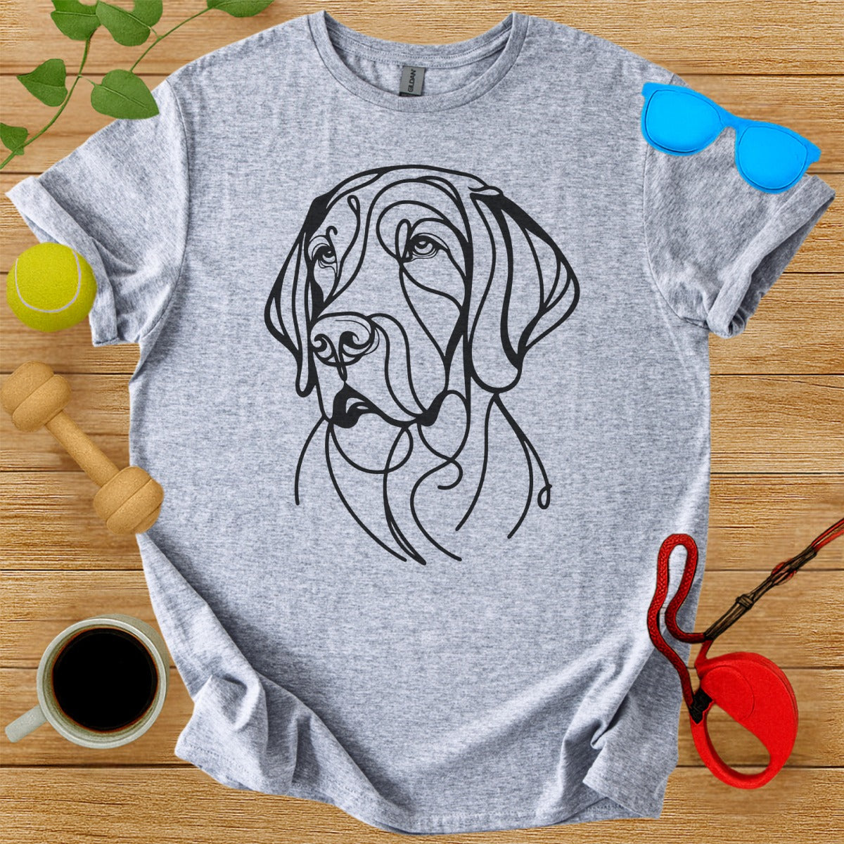 Artistic Dog Sketch Design on Grey T-shirt Product