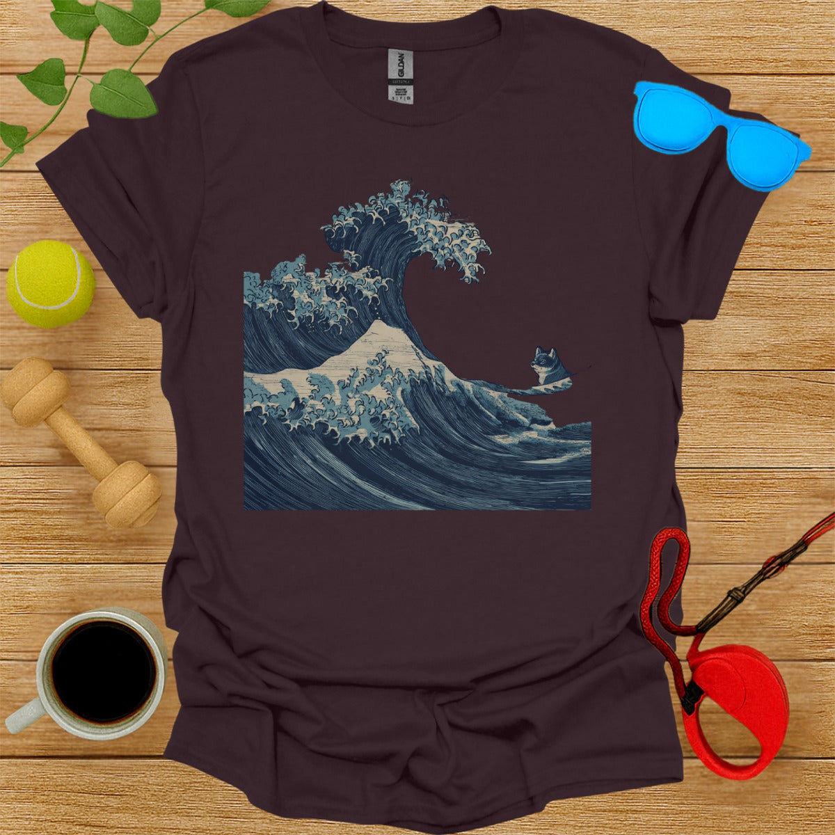 Japanese Wave Cat Graphic Tee