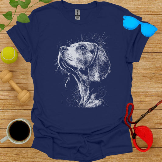 Beagle Sketch Print Design Blue T-Shirt