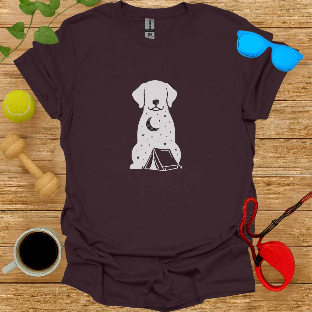 Starry Night Camping Dog Graphic T-Shirt product