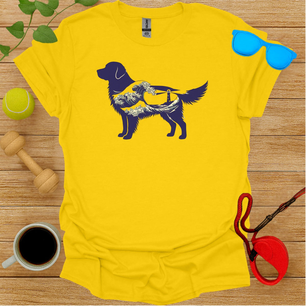 Golden Retriever with Landscape Design Shirt