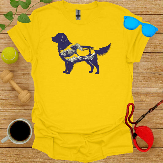 Golden Retriever with Landscape Design Shirt