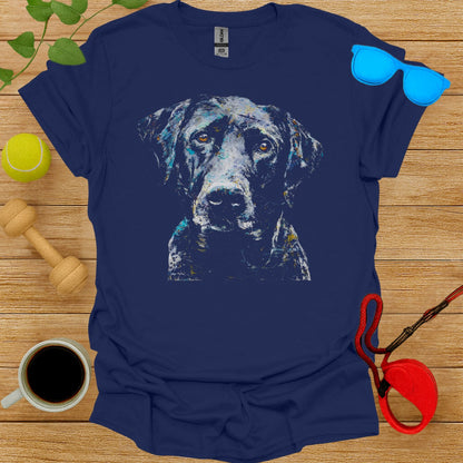 Abstract Artistic Dog Print on Blue T-Shirt