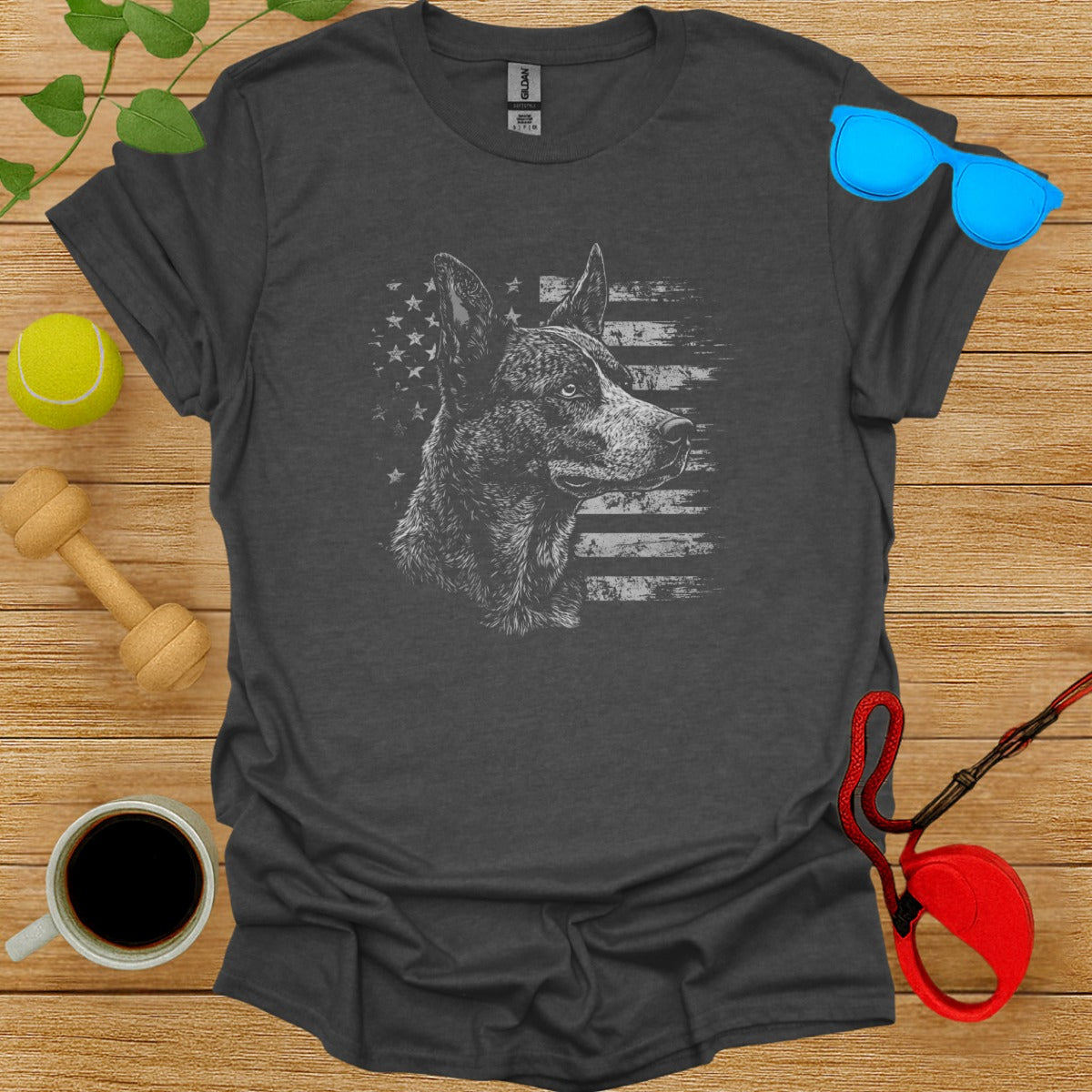 Patriotic Dog Print Graphic Tee for Casual Wear