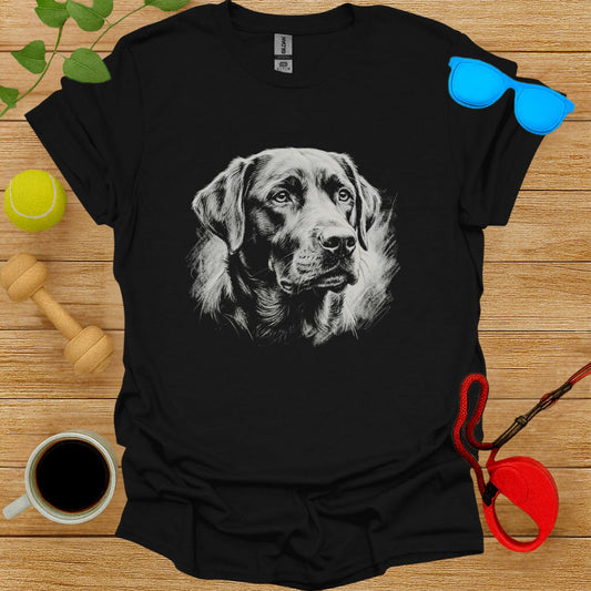 Detailed Dog Sketch on Black T-shirt product