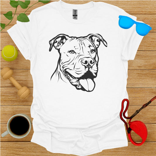 Pitbull Dog Face Graphic White Casual Tee