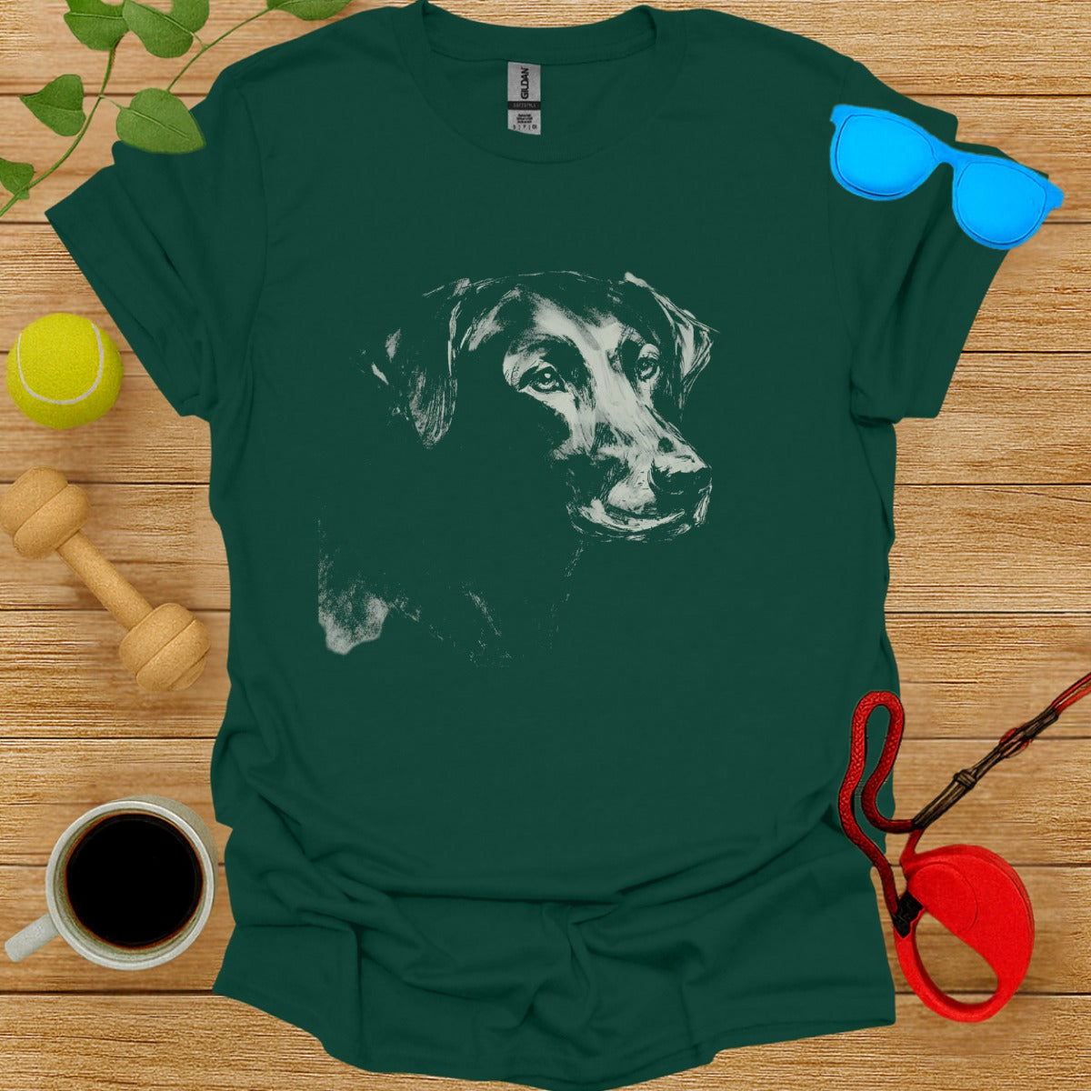 Artistic Dog Illustration Casual T-Shirt Product