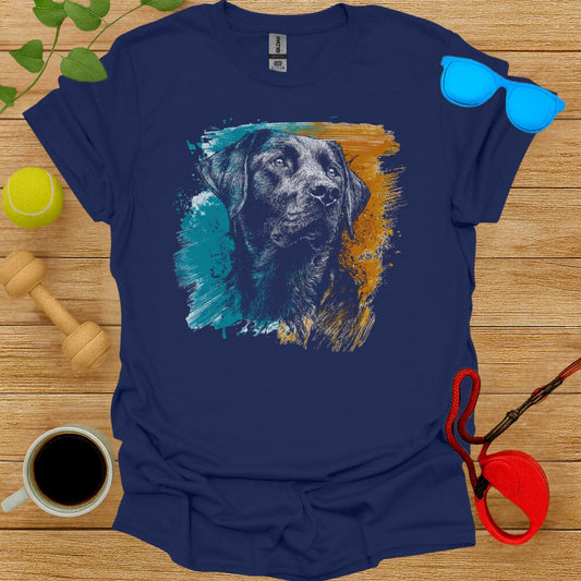 Artistic Dog Illustration on Blue Unisex T-Shirt