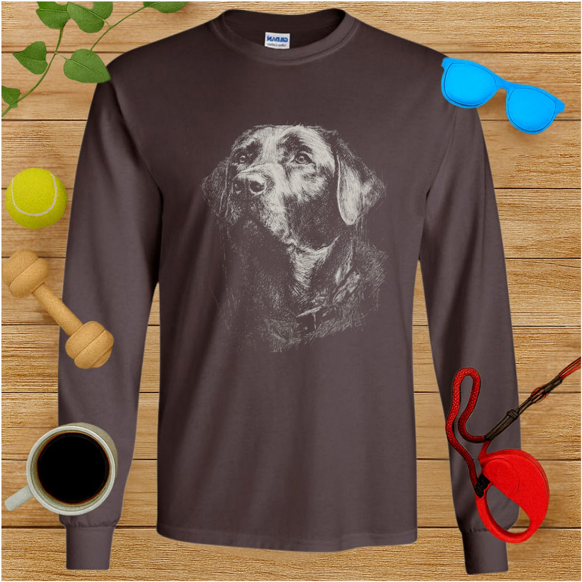 Intricately Designed Canine Portrait Long Sleeve Shirt
