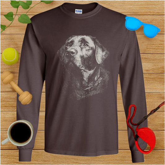 Intricately Designed Canine Portrait Long Sleeve Shirt