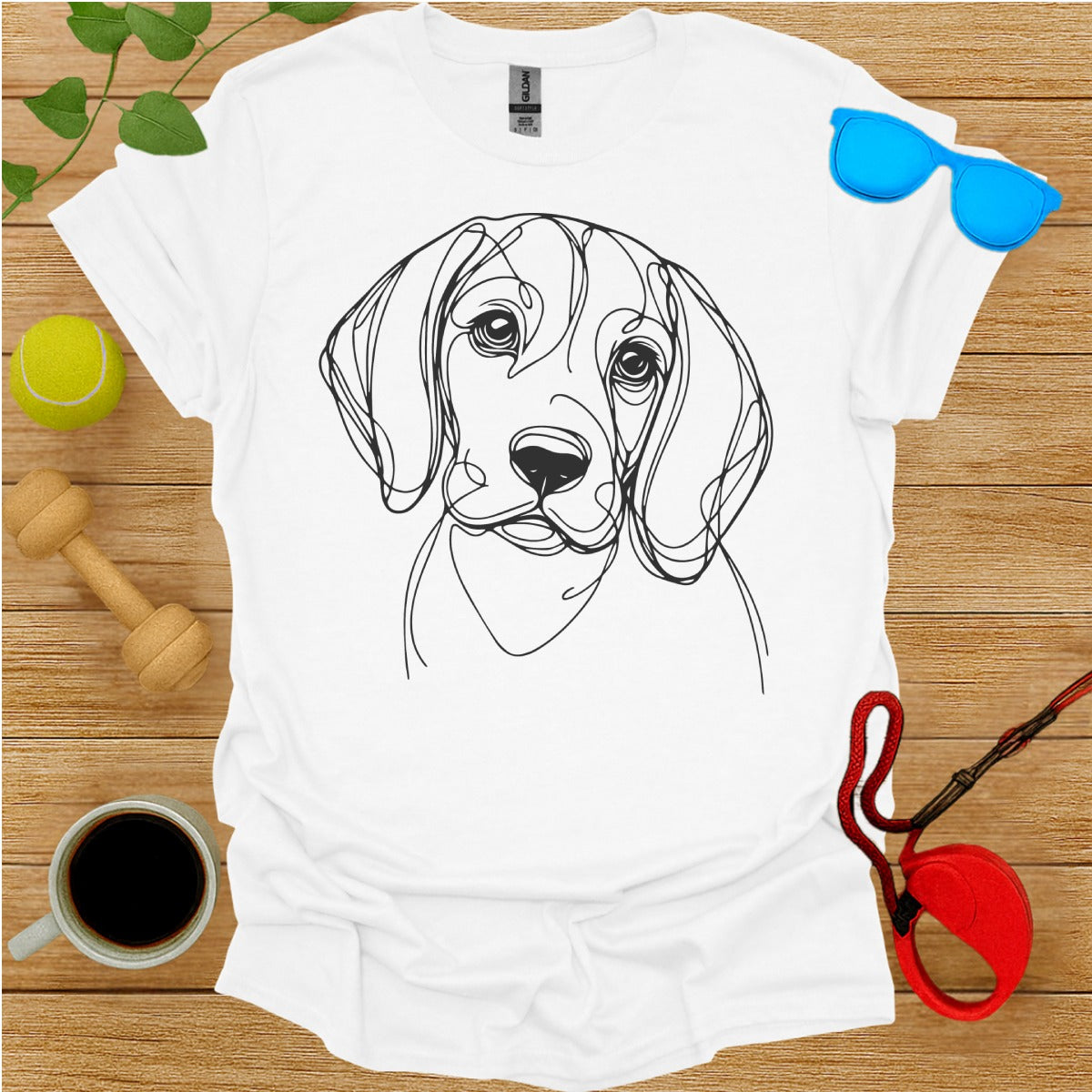 Adorable Illustrated Dog Face Design T-Shirt