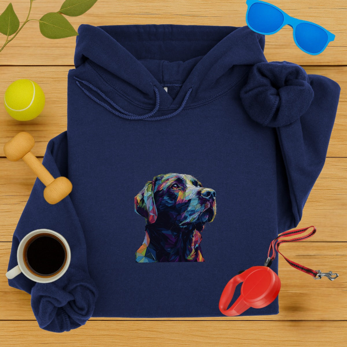 Colorful Geometric Dog Design on Comfortable Hoodie