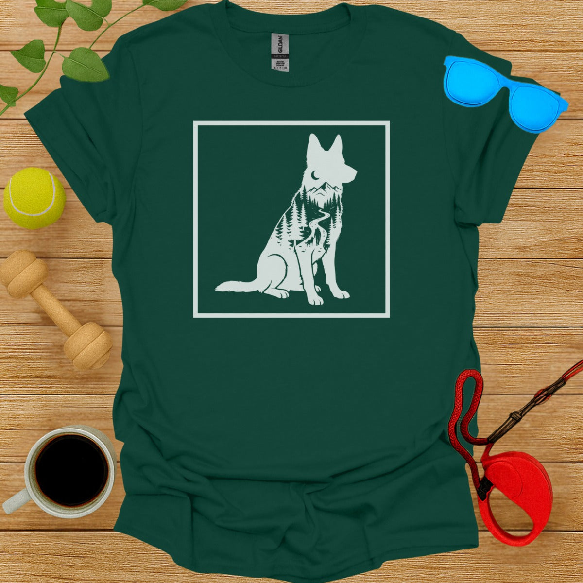 German Shepherd Graphic Teal T-shirt for Dog Lovers